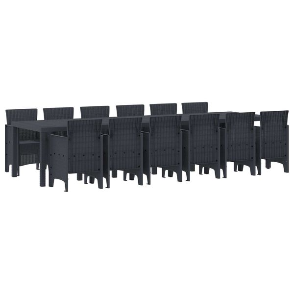 vidaXL Dārza ēdamgalds 13 pcs Antracīts Polt rattan