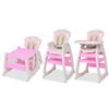 vidaXL bērnu barošanas krēsliņš ar galdiņu, pārveidojams, rozā
