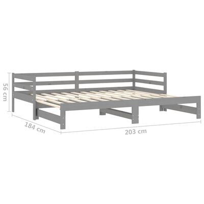 vidaXL izvelkama gulta, 2x(90x200) cm, pelēka, priedes masīvkoks