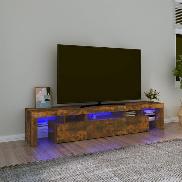 vidaXL TV skapītis ar LED apgaismojumu, ozolkoka krāsa, 200x36,5x40 cm