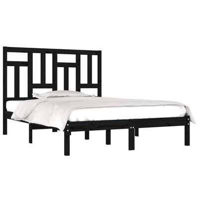vidaXL gultas rāmis, priedes masīvkoks, melns, 120x200 cm