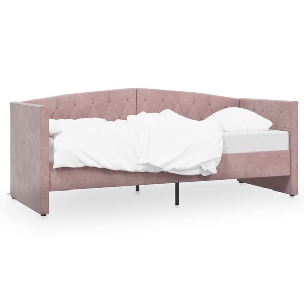 vidaXL dīvāngulta, USB, rozā samts, 90x200 cm