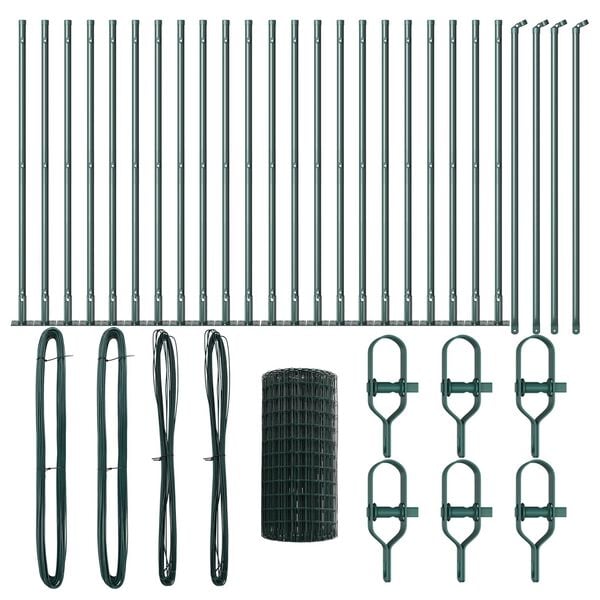 vidaXL Žogs ar stabu Zaļa 0,4 x 50 m Tērauds un PVC