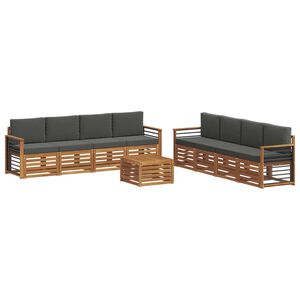 vidaXL Dīvāna komplekti 9 pcs Dabisks un antracīts Cietā akācijas koks