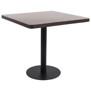 vidaXL bistro galds, tum&scaron;i brūns, 80x80 cm, MDF