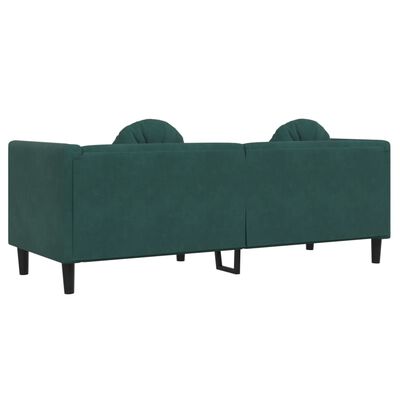 vidaXL trīsvietīgs dīvāns ar matračiem, tumši zaļš samts