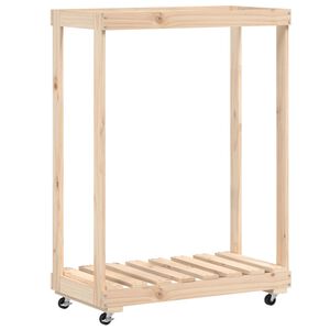 vidaXL malkas statīvs ar riteņiem, 76,5x40x108 cm, priedes koks