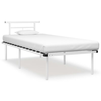 vidaXL gultas rāmis, balts metāls, 90x200 cm