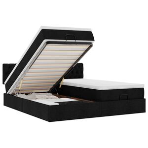 vidaXL Osmaņu gultas rāmis ar matračiem melns 200x200cm audums