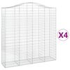 vidaXL arkveida gabiona grozi, 4 gb., 200x50x200/220cm, cinkota dzelzs