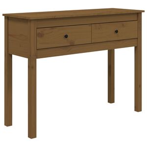 vidaXL konsoles galdiņ&scaron;, medus brūns, 100x35x75 cm, priedes masīvkoks