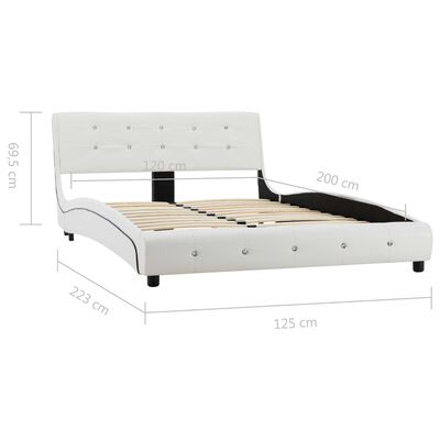 vidaXL gultas rāmis, 120x200 cm, balta mākslīgā āda