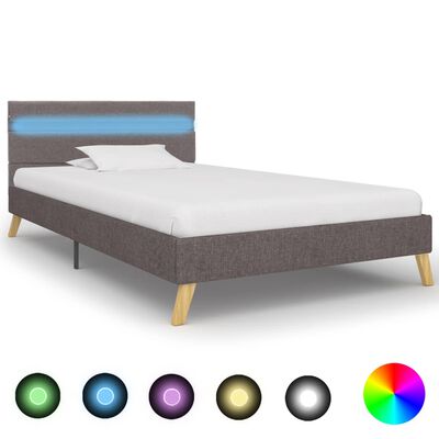 vidaXL gultas rāmis ar LED, gaiši pelēks audums, 100x200 cm
