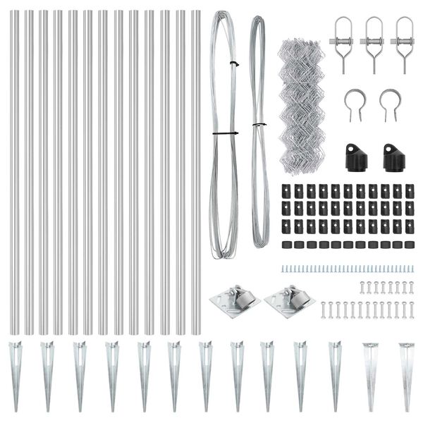 vidaXL Žoga āķis Sudraba 25 x 0,8 m (40 x 40 mm sieta) Tērauds
