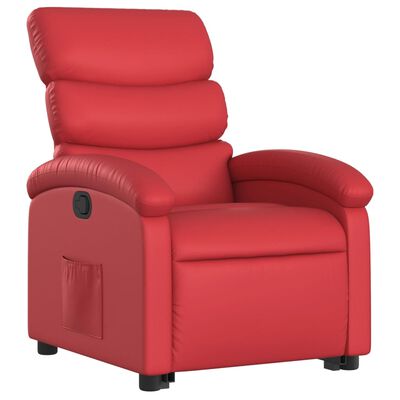 vidaXL atpūtas krēsls, paceļams, atgāžams, sarkana mākslīgā āda