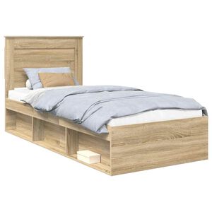 vidaXL Gultas rāmis Sonoma ozols 75 x 190 cm Ciets priedes koks