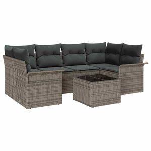 vidaXL Dārza dīvānu komplekts 7 pcs 6-Seater Pelēka poliratāns