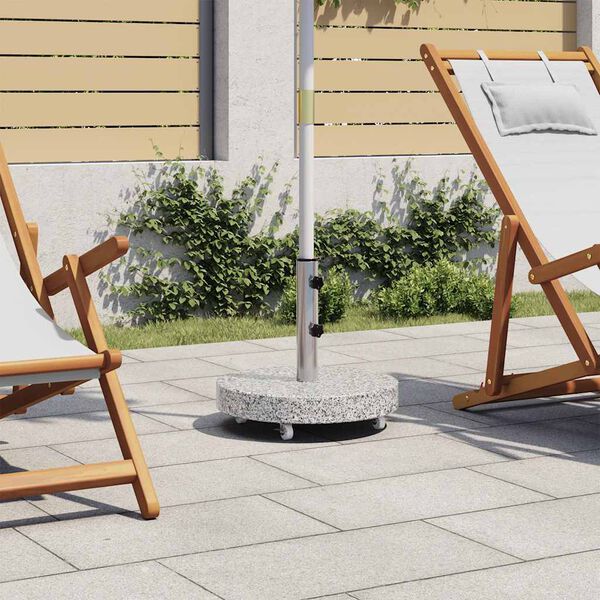 vidaXL saulessarga pamatne, pelēka, granīts, 30 kg, apaļa