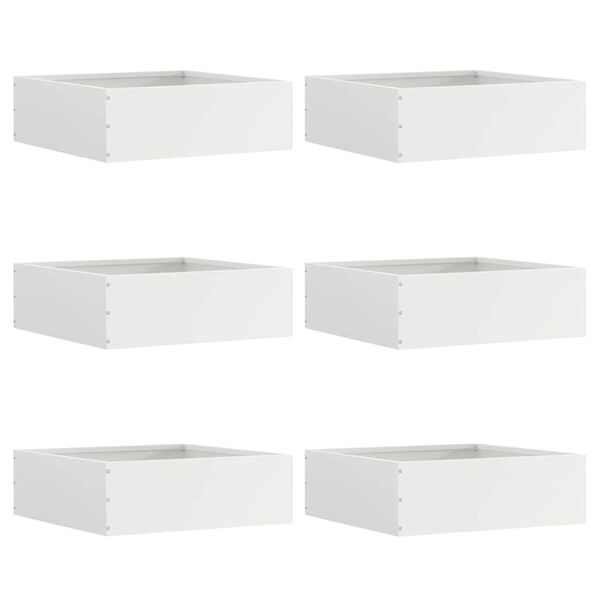 vidaXL Zāliena Apmale 6 pcs Balts 40 x 40 x 13 cm Tērauds
