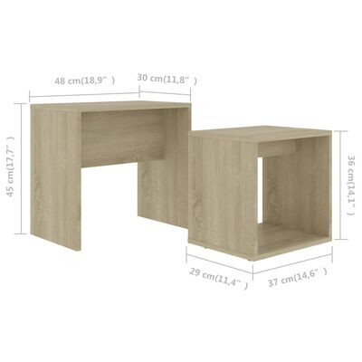 vidaXL kafijas galdiņu komplekts, ozolkoka krāsa, 48x30x45 cm