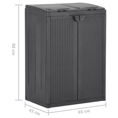vidaXL atkritumu tvertne ar 2 durvīm, melna, 65x45x88 cm, PP