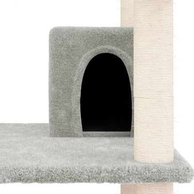 vidaXL kaķu māja ar sizala stabiem nagu asināšanai, 162 cm, pelēka