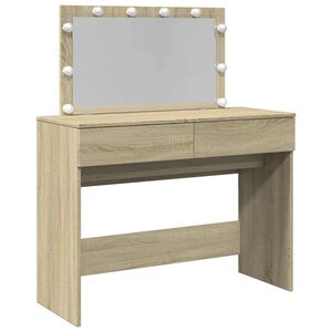 vidaXL spoguļgaldiņ&scaron; ar LED, ozolkoka krāsa, 100x40x120 cm