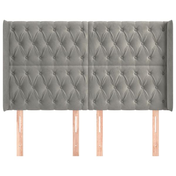 vidaXL galvgalis ar malām, gaiši pelēks samts, 163x16x118/128 cm