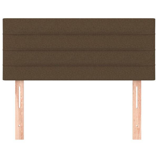vidaXL gultas galvgalis, 90x5x78/88 cm, tumši brūns audums