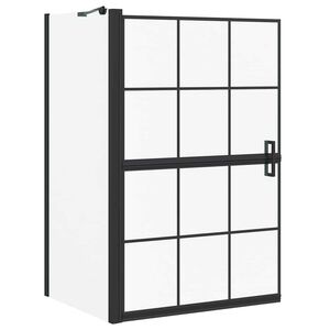 vidaXL Vannas dušas ekrāns Melna un caurredzama 116 x 68 x 128 cm