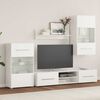 vidaXL TV sekcija, sienas plaukti, 5 gab., ar LED gaismām, balti