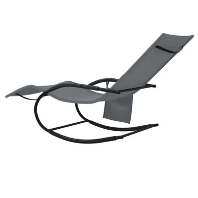 vidaXL sauļošanās šūpuļkrēsls, tērauds, pelēks tekstilēns