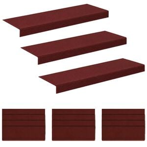vidaXL Pakāpienu paklāji 15 gab. 65 x 21 x 4 cm Burgundija Poliesters