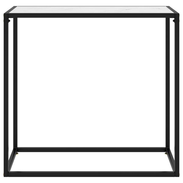 vidaXL konsoles galdiņš, balts, 80x35x75 cm, rūdīts stikls