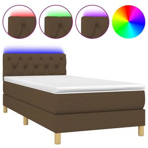 vidaXL atsperu gulta ar matraci, LED, tum&scaron;i brūns audums, 80x200 cm