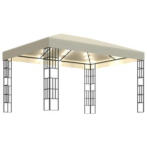 vidaXL dārza nojume ar LED lampiņu virtenēm, 3x4 m, krēmkrāsas