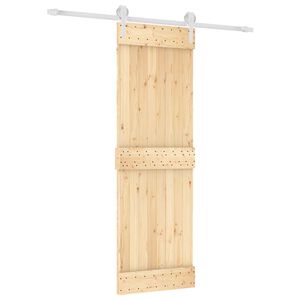 vidaXL Slīdo&scaron;ās durvis Dabisks un balts 70 x 210 cm Cieta priedes koks