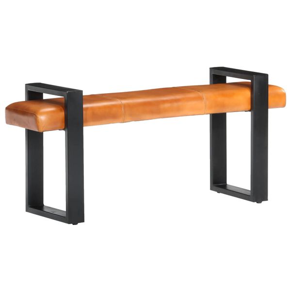 vidaXL sols, 120 cm, melns un brūns, dabīga kazas āda