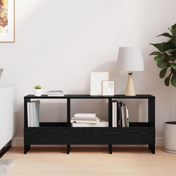 vidaXL Žurnālu statīvs Melns ozolkoks 102 x 30 x 45 cm