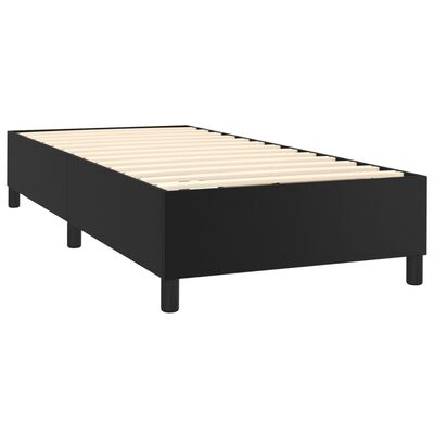 vidaXL atsperu gulta ar matraci, melna, 90x200 cm, mākslīgā āda