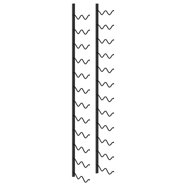 vidaXL sienas vīna pudeļu plaukts 24 pudelēm, melna dzelzs