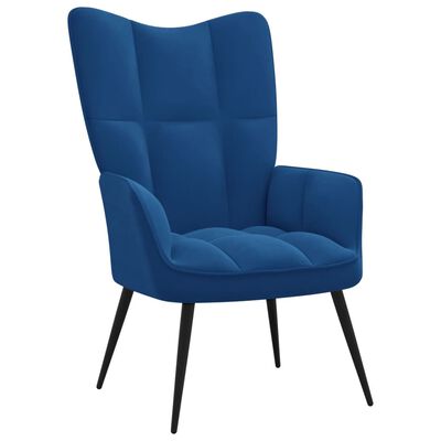 vidaXL atpūtas krēsls ar kāju balstu, zils samts