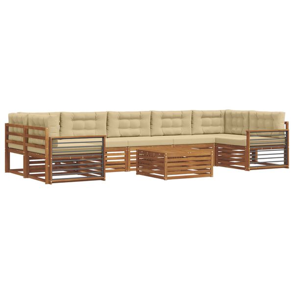 vidaXL Āra dīvānu komplekts ar spilvenu 8 pcs Dabisks un bē&scaron;s