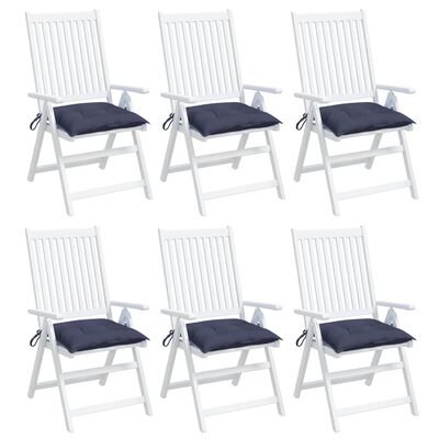 vidaXL dārza krēslu spilveni, 6 gab., tumši zili, 40x40x7 cm, audums