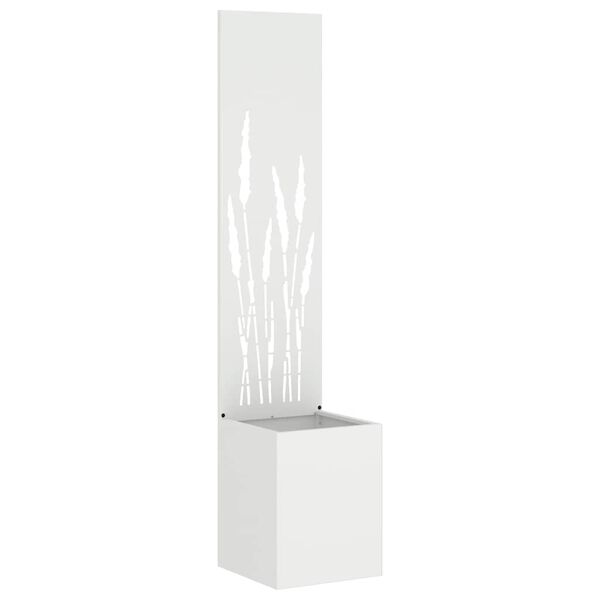 vidaXL Dārza privātuma ekrāns Balts 32 x 140 cm Auksti velmēta tērauds