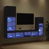 vidaXL TV Sienas Vienības 4 pcs Melns ozolkoks Inženierijas koks