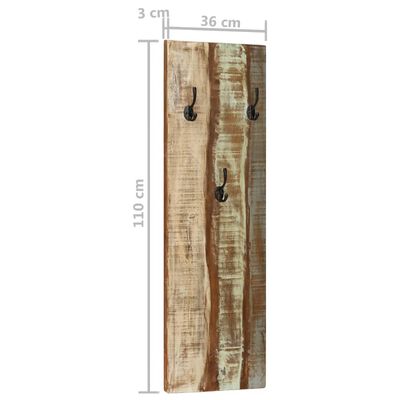 vidaXL sienas drēbju pakaramie, 2 gab., 36x3x110 cm, pārstrādāts koks