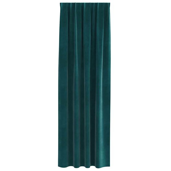 vidaXL Aptum&scaron;ojo&scaron;ie aizkari 2 pcs Tum&scaron;i zaļ&scaron; 140 x 225 cm Samts