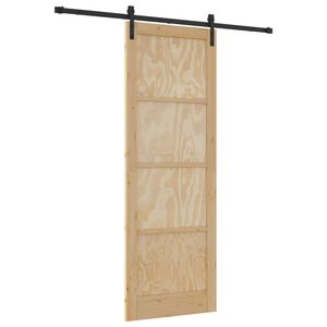 vidaXL Slīdo&scaron;ās durvis Dabiska un melna 83 x 232 cm Priedes masīvkoks