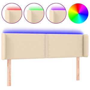 vidaXL gultas galvgalis ar LED, 147x16x78/88 cm, krēmkrāsas audums